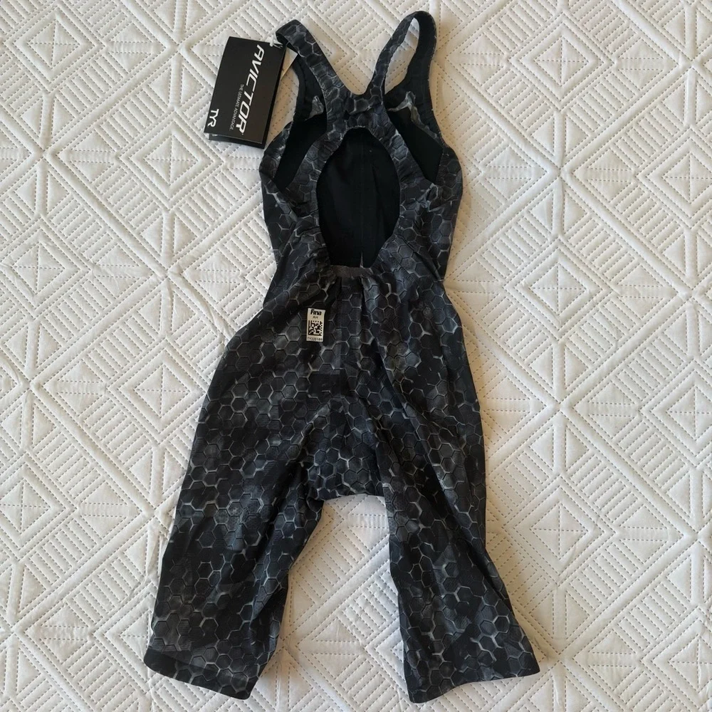 TYR Avictor Super Nova Open Back Tech Swimsuit Black and Gray Size 28, 29